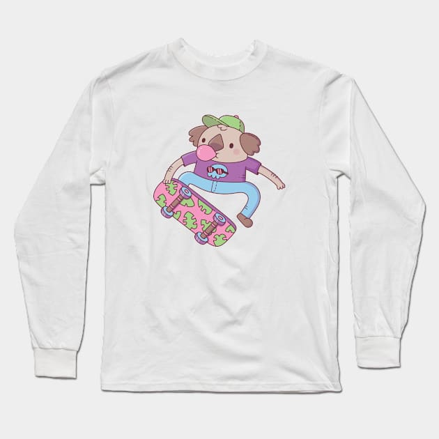 Cute Koala Bear Skateboarder Doodle Long Sleeve T-Shirt by rustydoodle